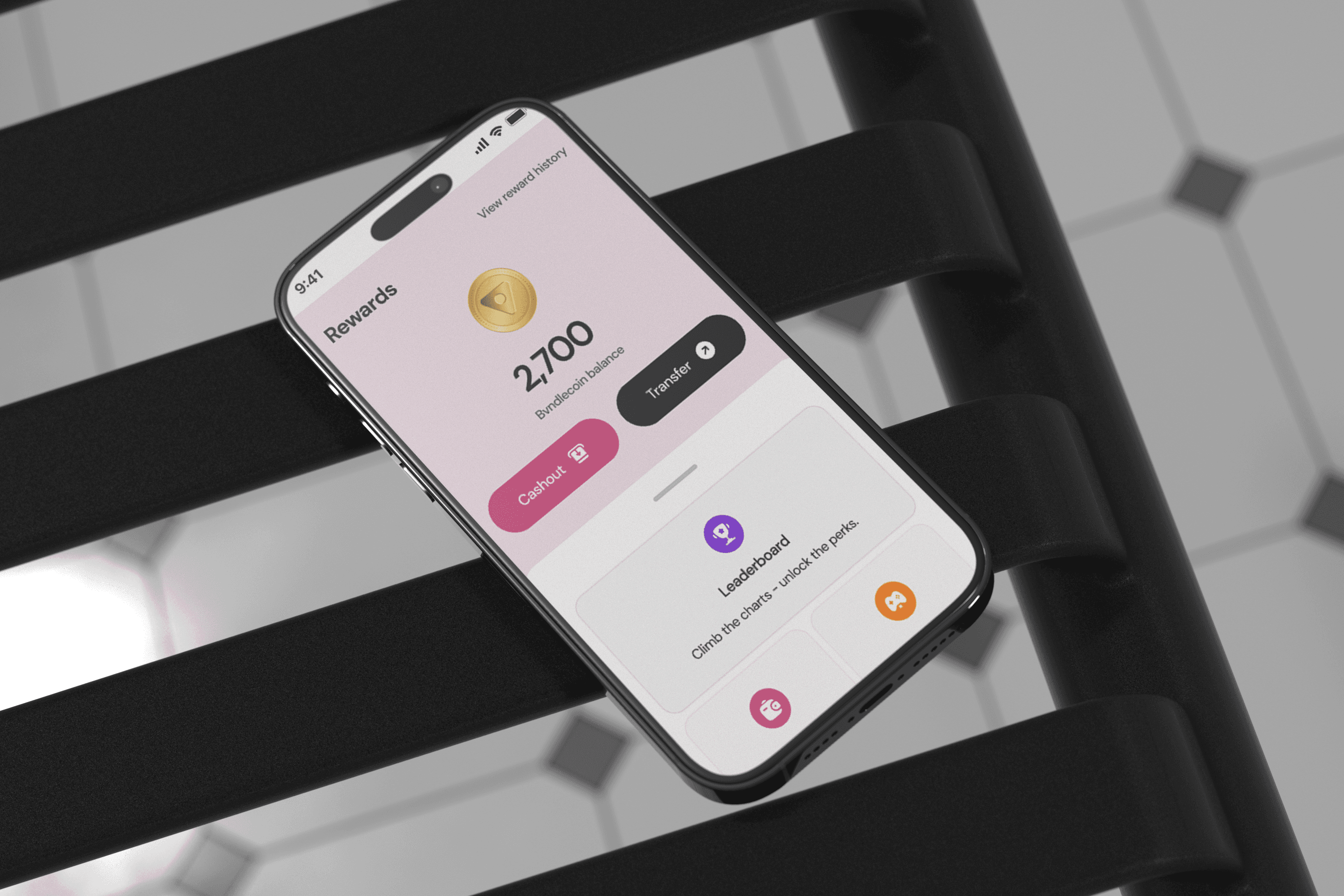 Bvndle mobile application mockups showing the rewards page