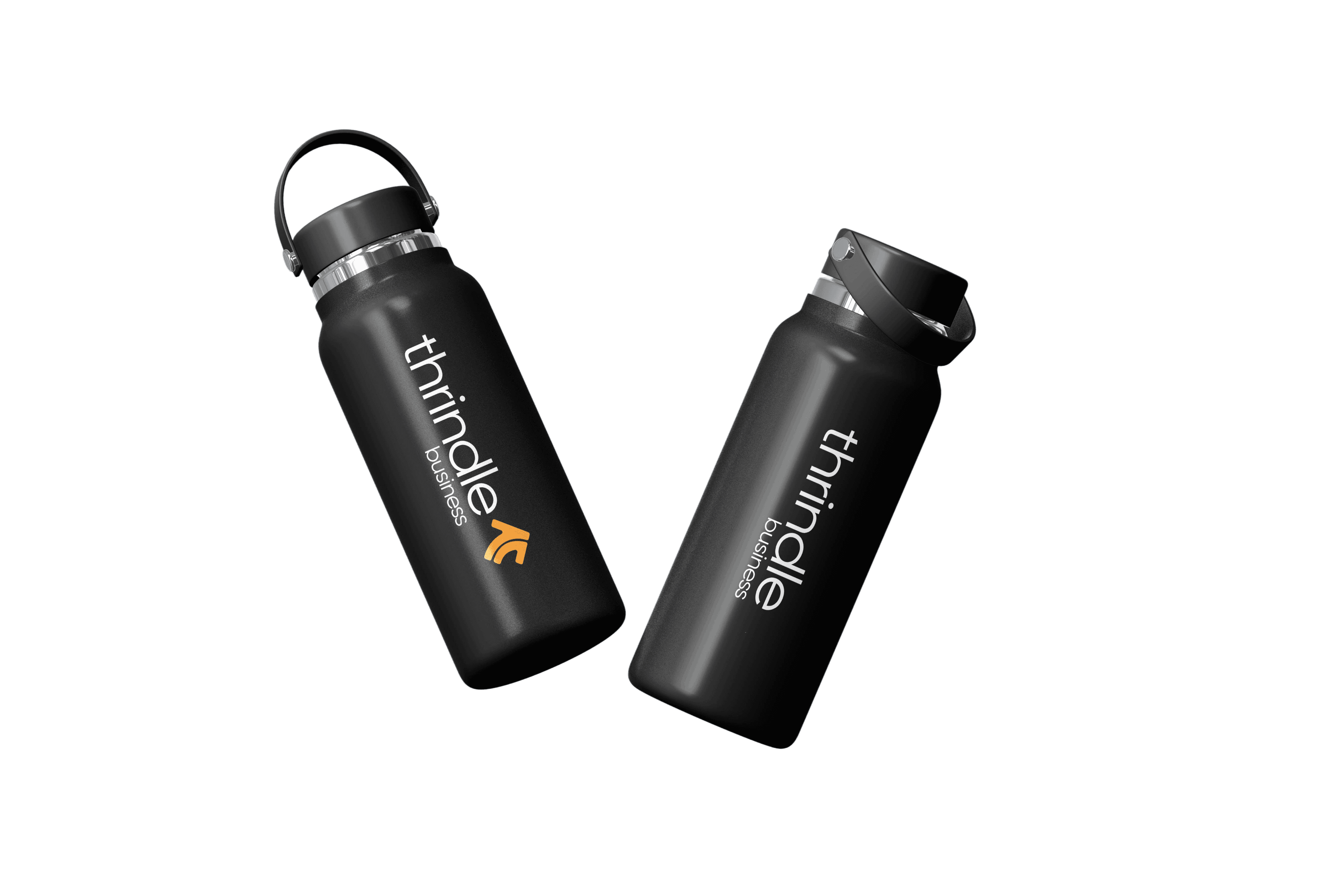 Flasks with the thrindle logo